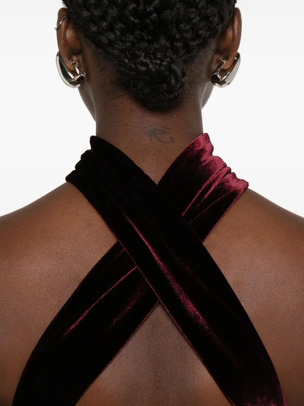 Roland Mouret Fluwelen jurk met halternek Rood