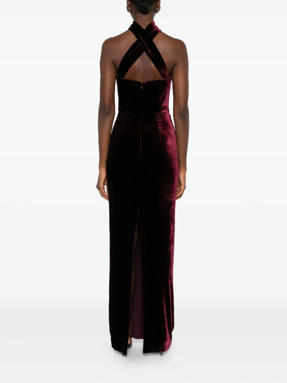 Roland Mouret Fluwelen jurk met halternek Rood