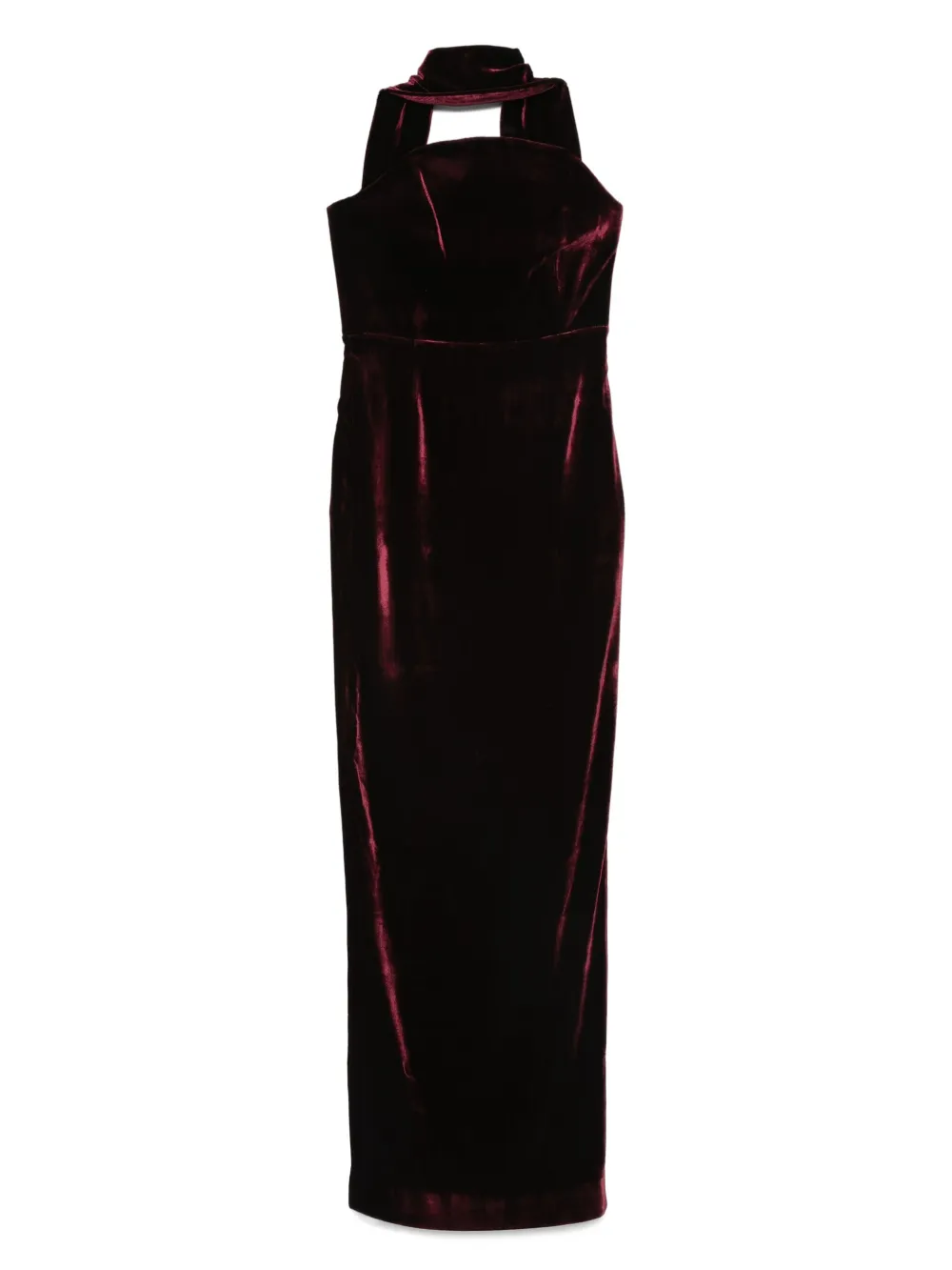 Roland Mouret Fluwelen jurk met halternek Rood