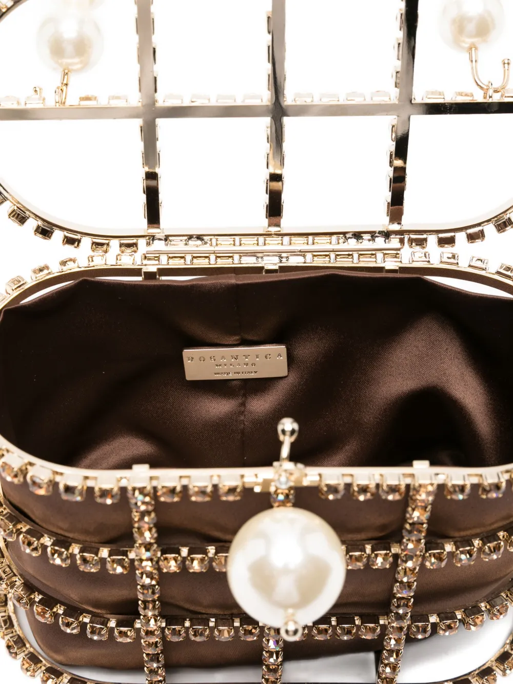 Rosantica Holli mini bucket-tas met kristallen Bruin