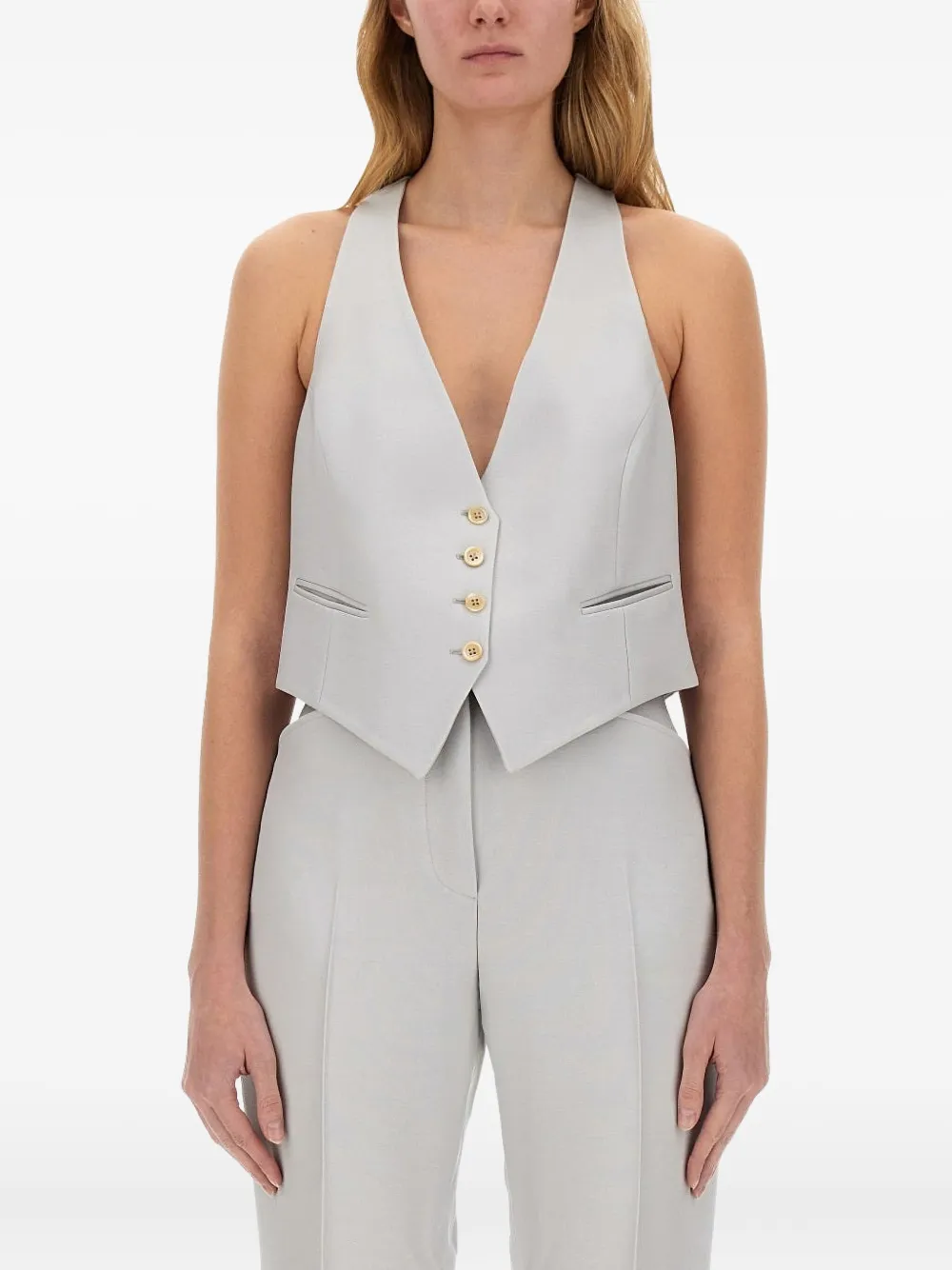 Tom Ford Buttoned Sleeveless Waistcoat In Gray