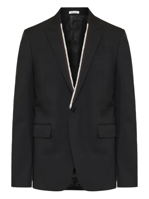 Alexander McQueen single-button frayed-detail jacket