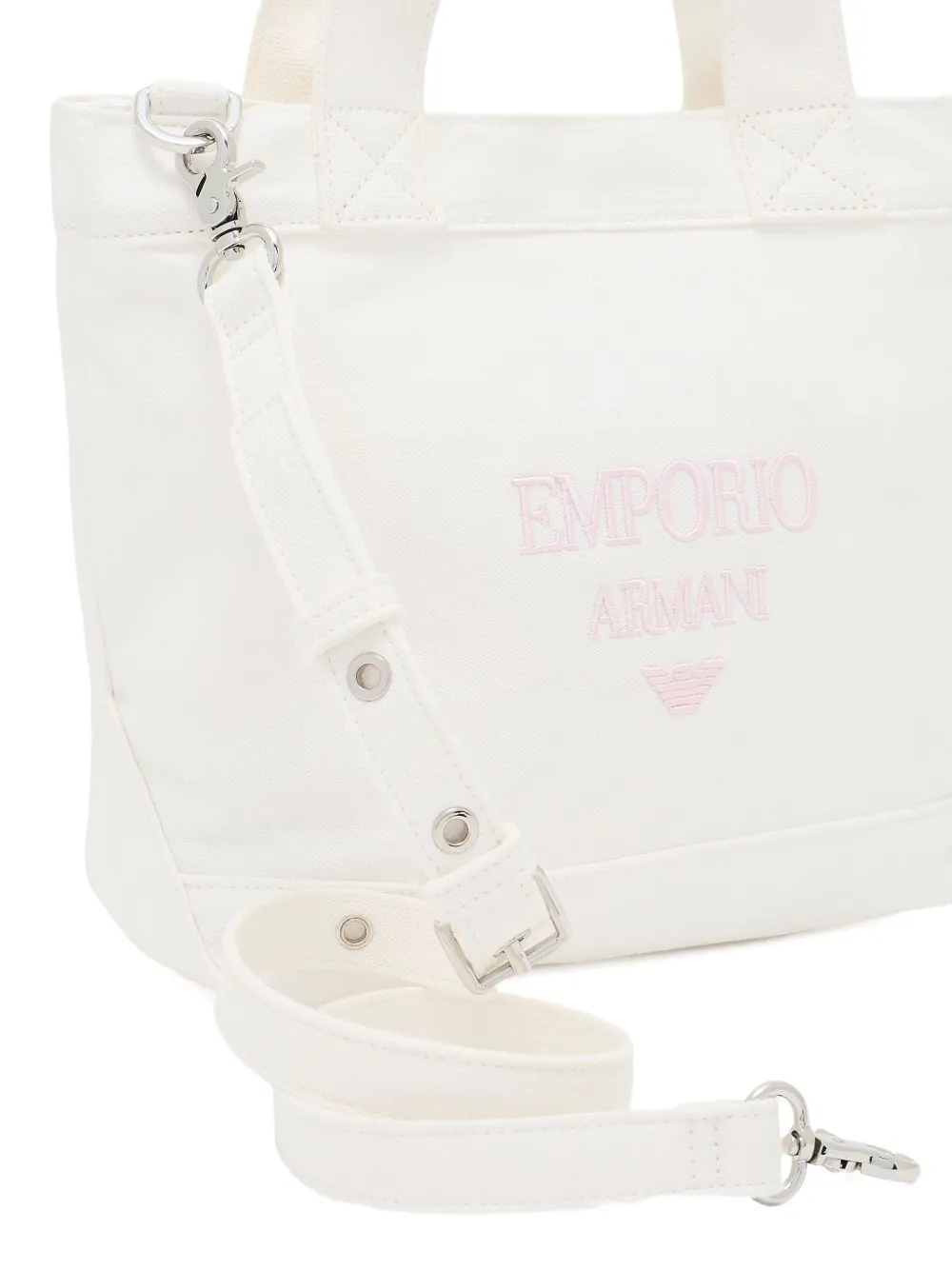 Emporio Armani Kids logo-embroidered tote bag Beige