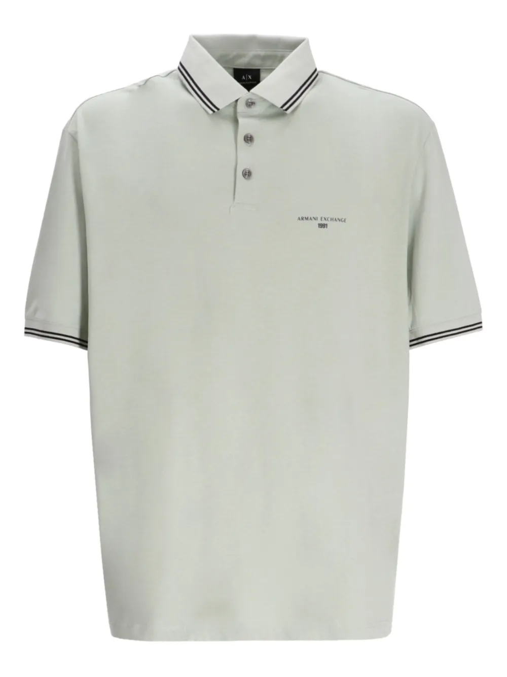 Armani Exchange tipped-collar cotton polo shirt Groen