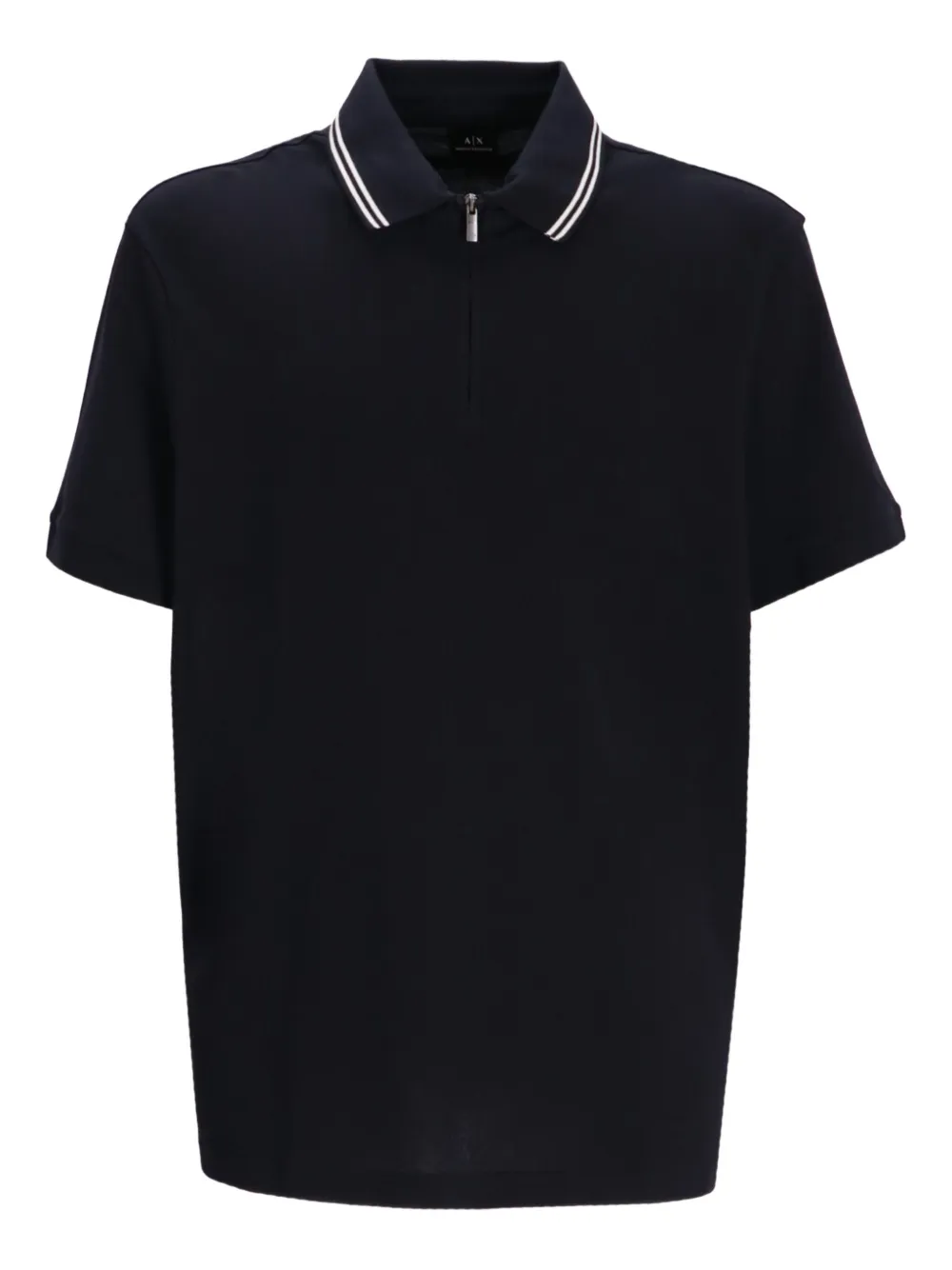 Armani Exchange zip-neck cotton polo shirt Zwart