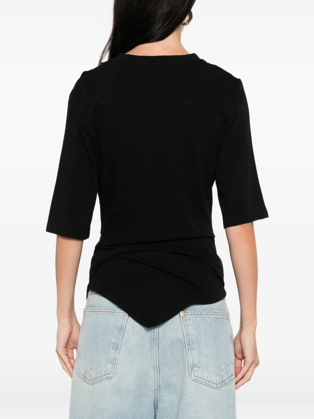 Rohe Asymmetrical Black Organic Cotton Woven T-shirt In Black