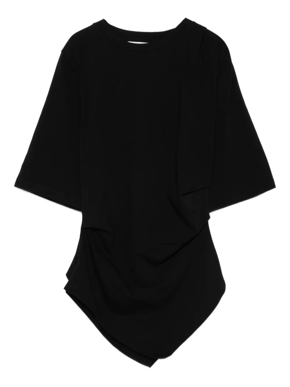 Rohe Asymmetrical Black Organic Cotton Woven T-shirt In Black