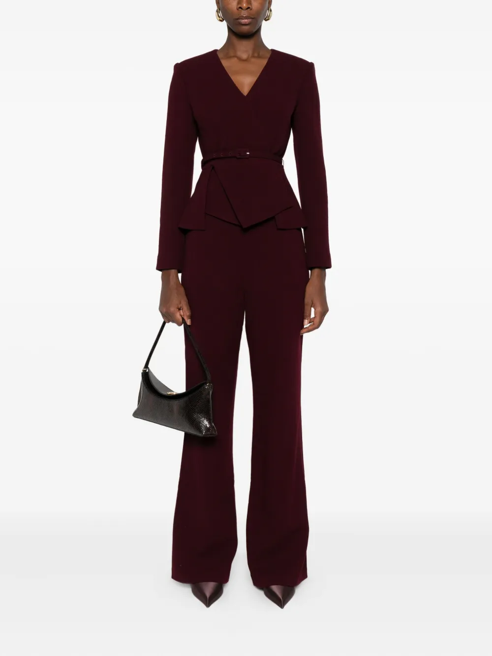 Roland Mouret pocket-detail flared trousers - Rood