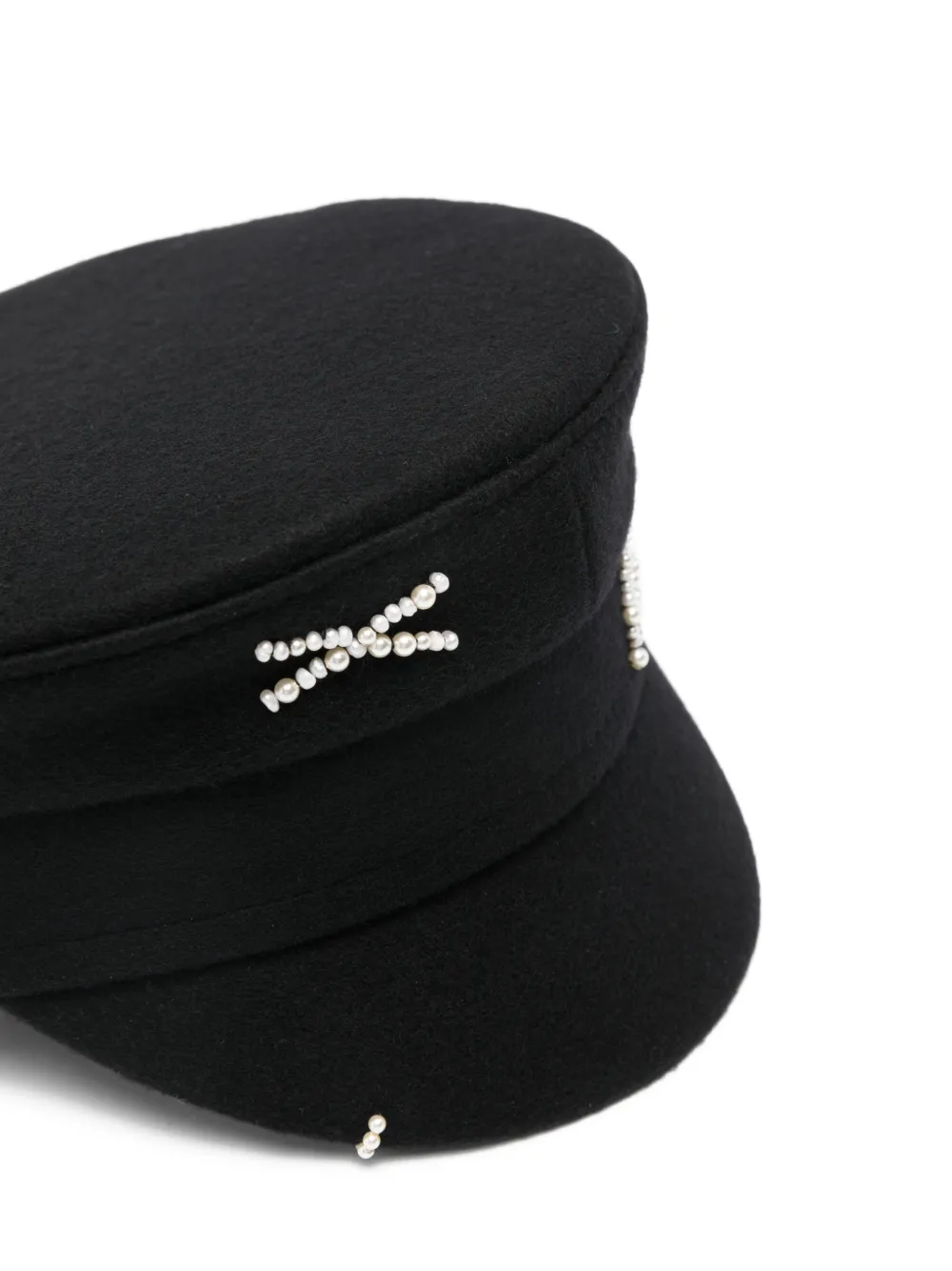 Ruslan Baginskiy Faux Pearl-embellished Baker Boy Cap In Black