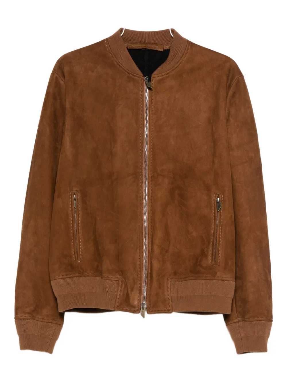 Salvatore Santoro Zip Bomber Leather Jacket In Brown