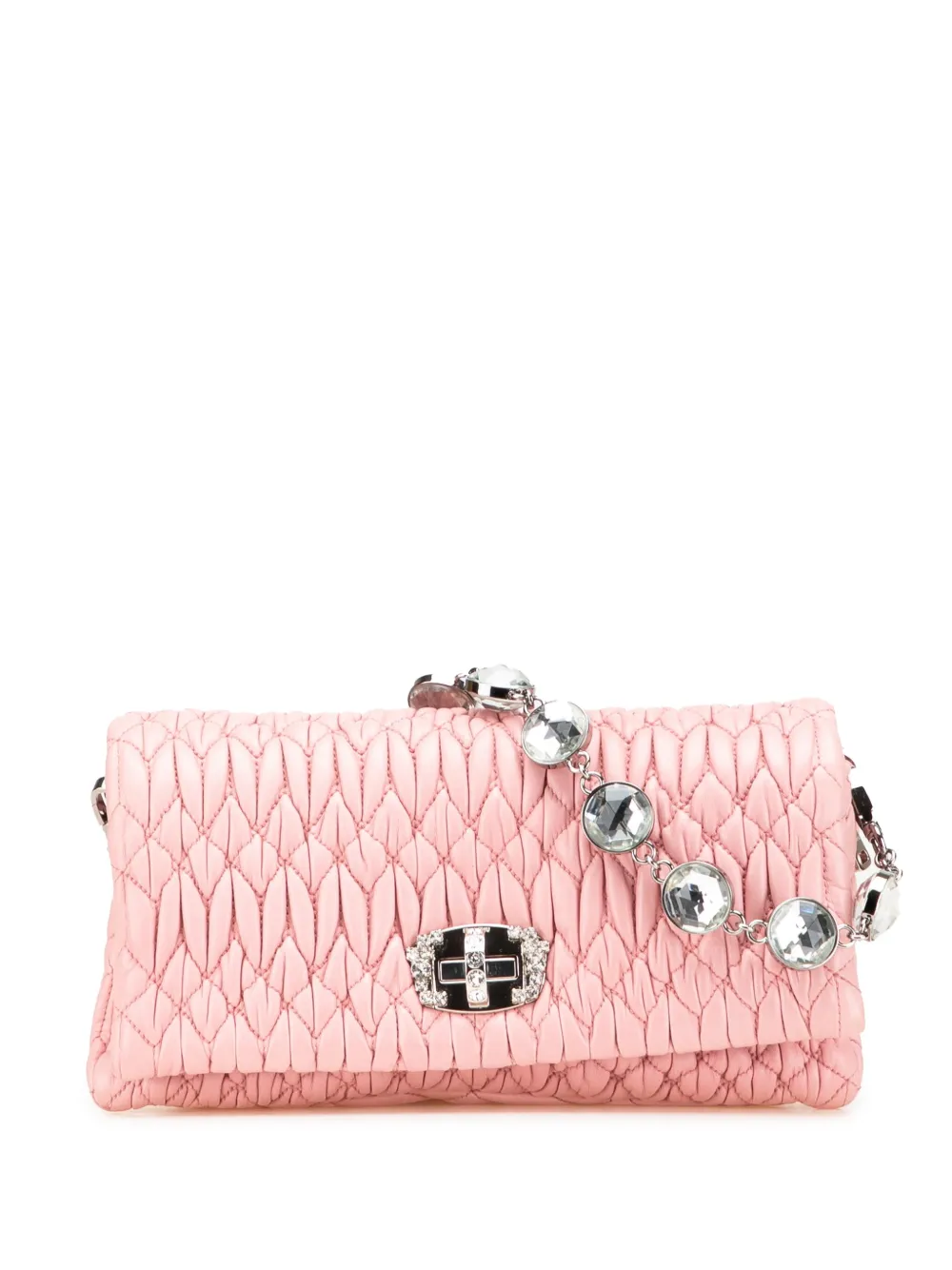 Miu Miu Pre-Owned 2010-2025 Matelasse Nappa Crystal Chain satchel - Rosa