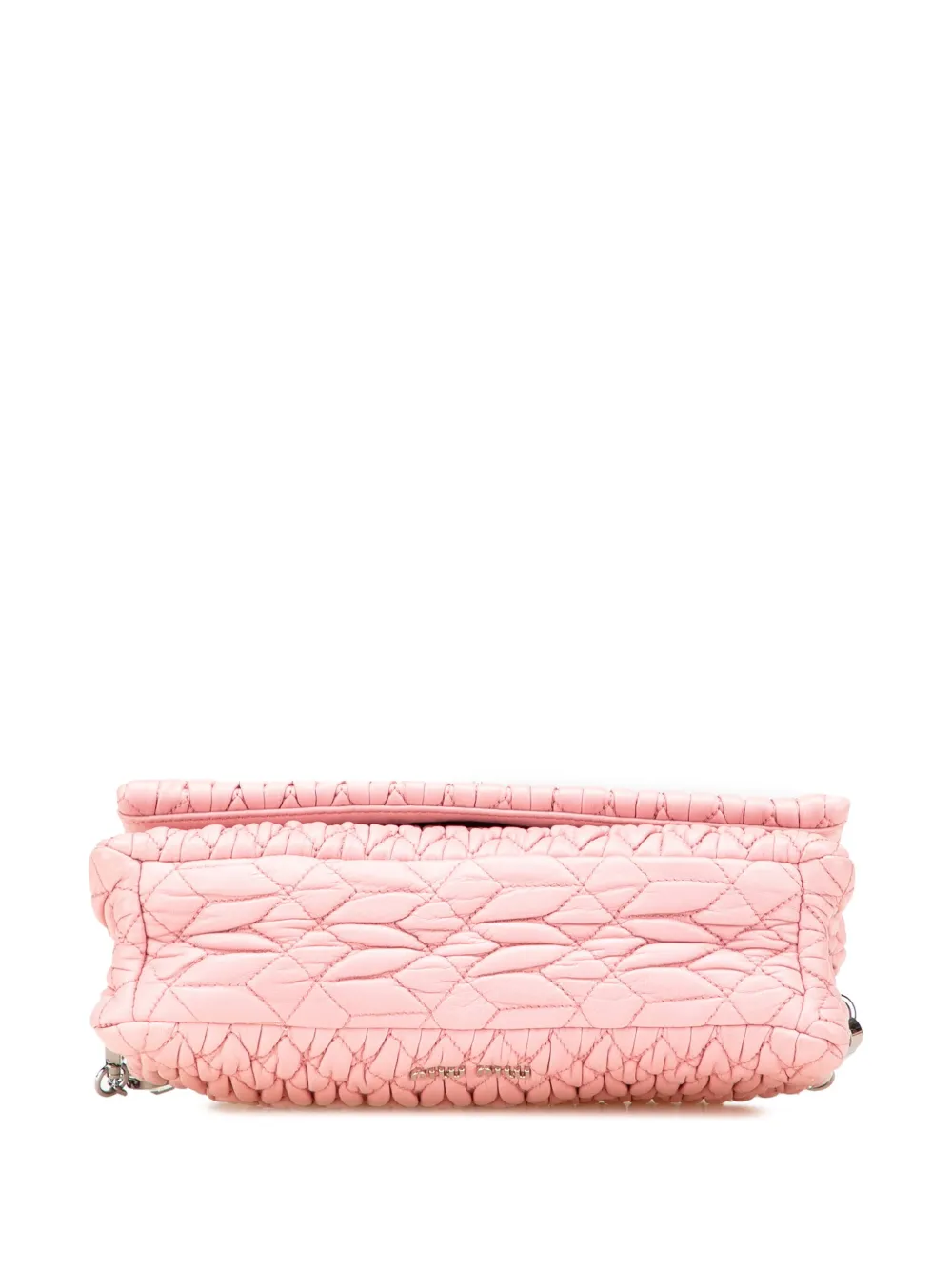 Pre-owned Miu Miu 2010-2025 Matelasse Nappa Crystal Chain Satchel In Pink