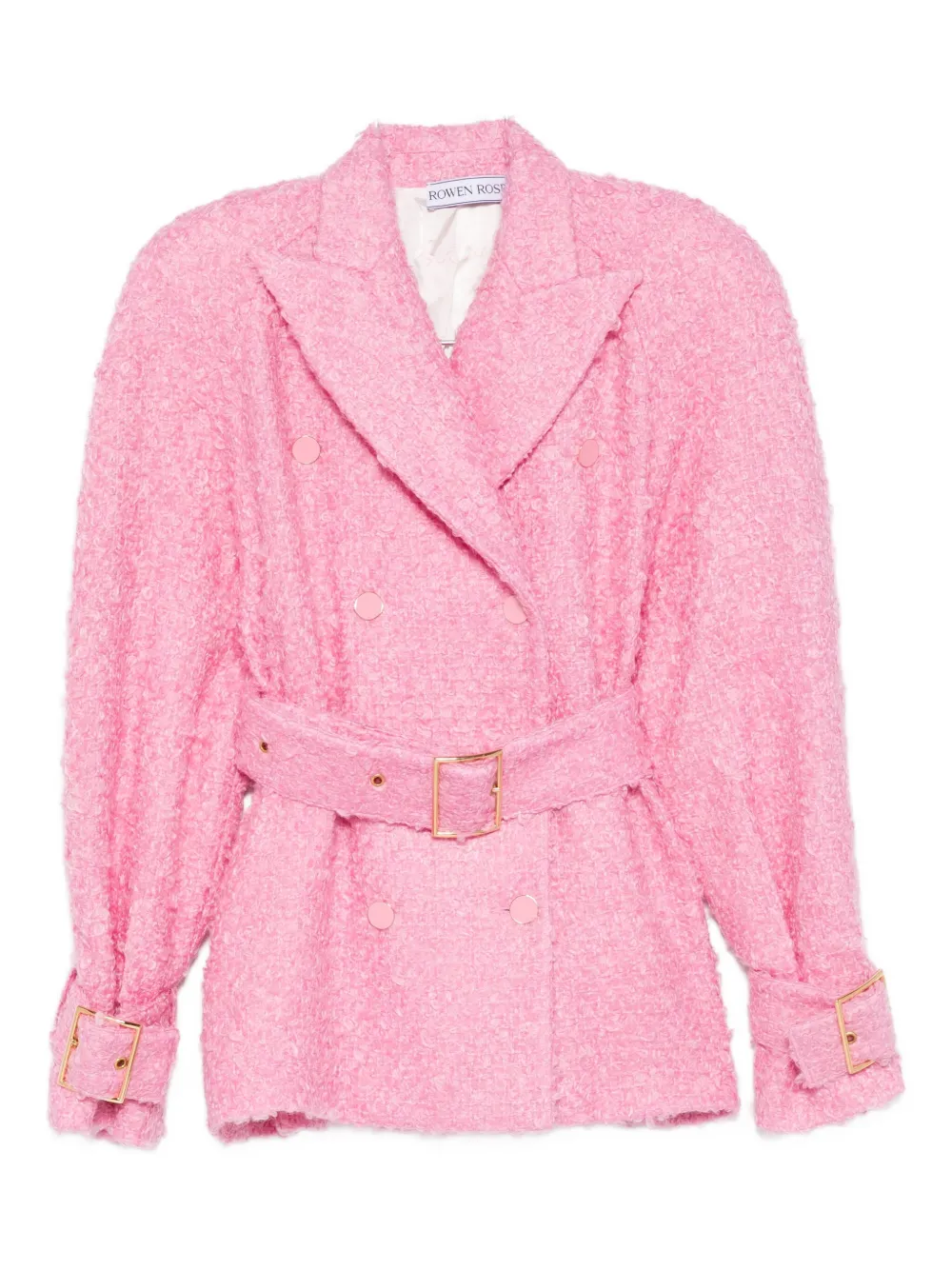 Rowen Rose Belted Double-breasted Jacket In Pink