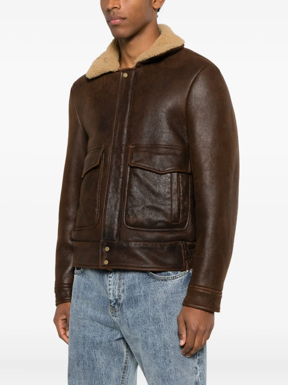 Salvatore Santoro Shearling-collar Jacket In Brown