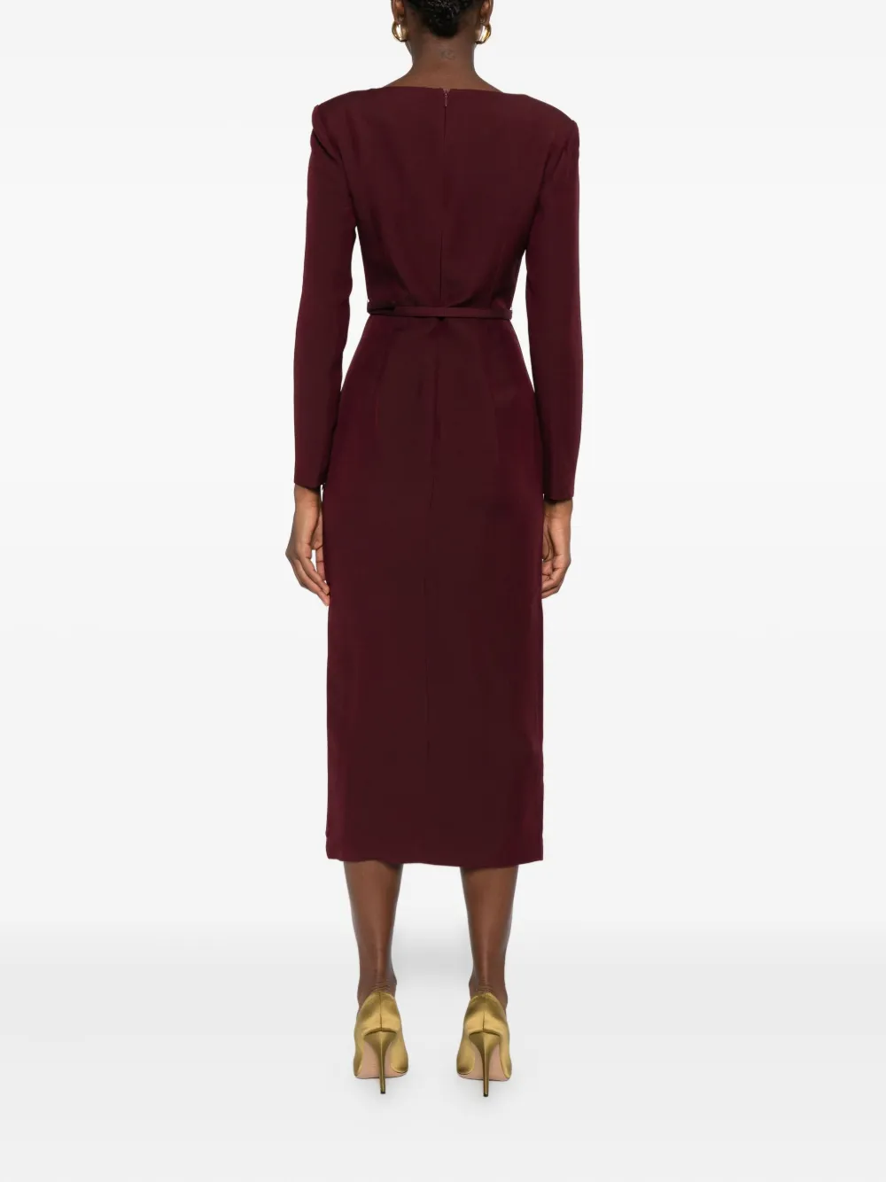 Roland Mouret Cutout Wool And Silk-blend Midi Dress In Burgundy