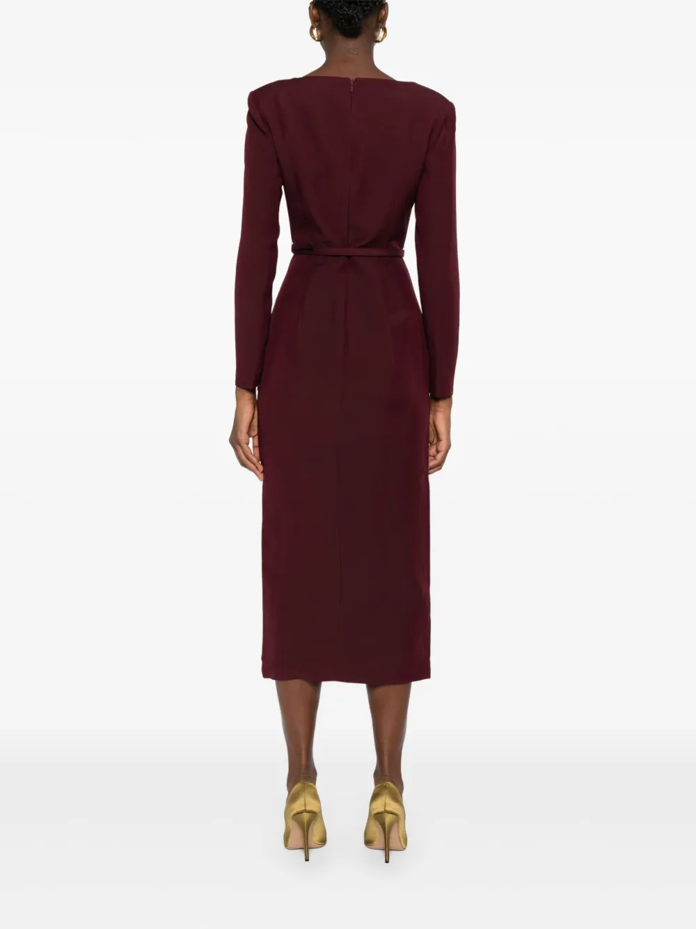 Roland Mouret Jurk met vierkante hals en ceintuur Rood
