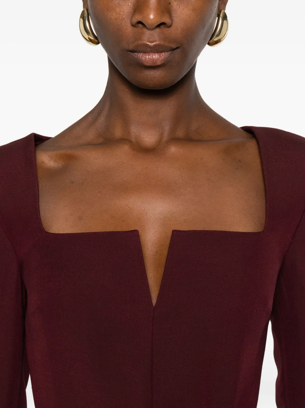 Roland Mouret Jurk met vierkante hals en ceintuur Rood