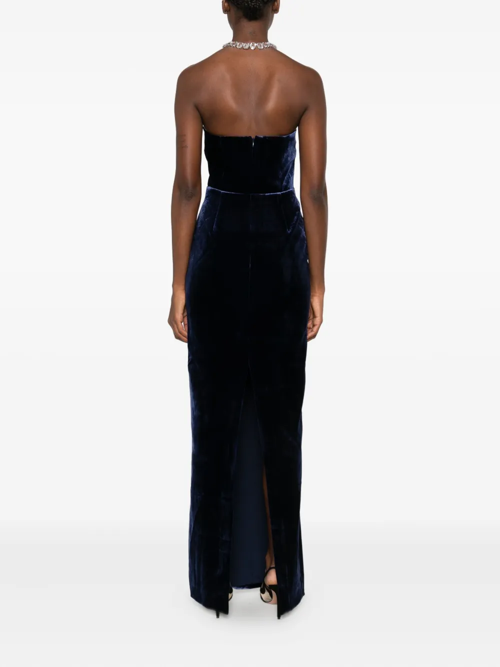 Roland Mouret Fluwelen jurk met afwerking van kant Blauw