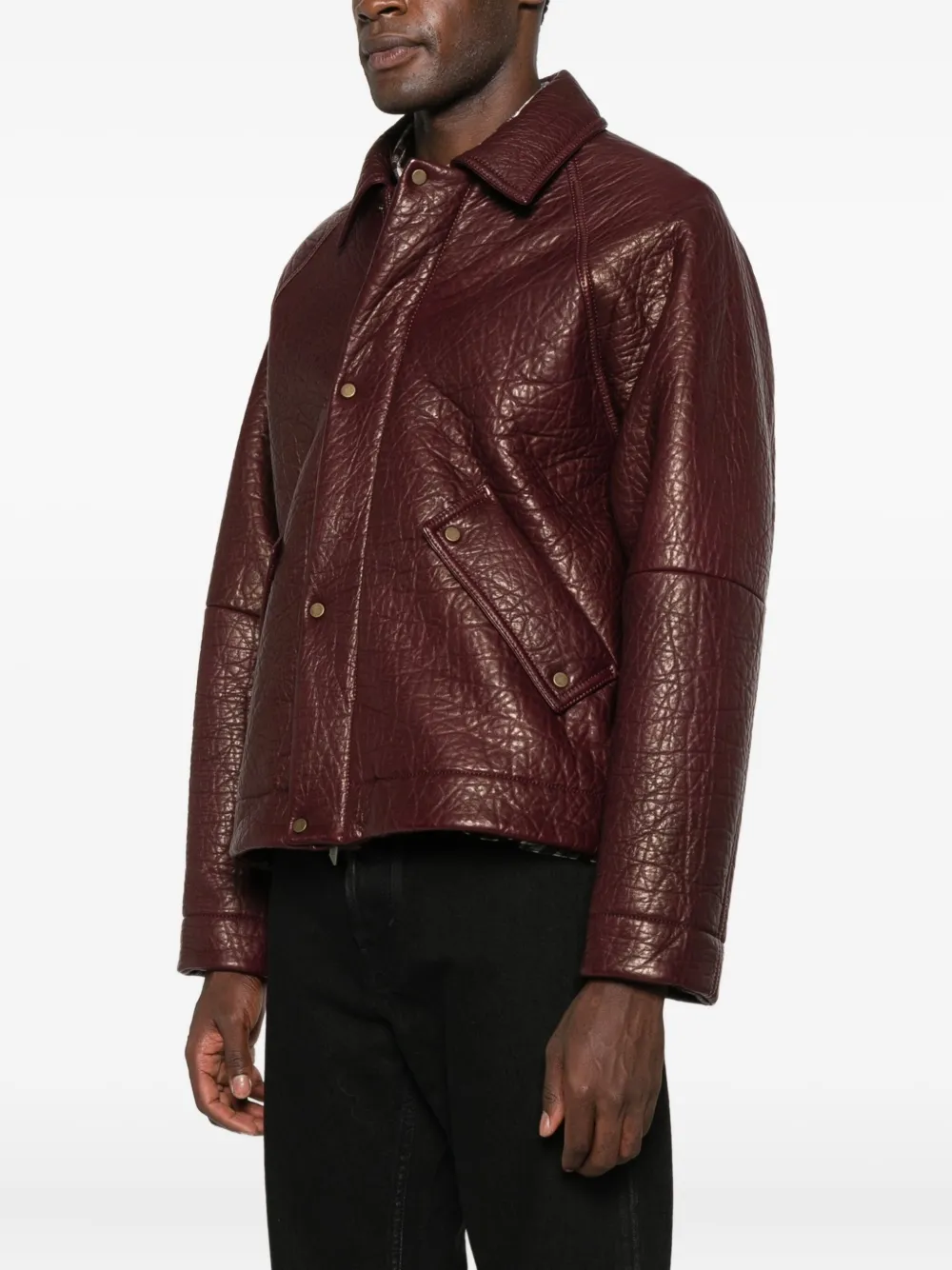 Salvatore Santoro Textured-finish Leather Jacket In Red