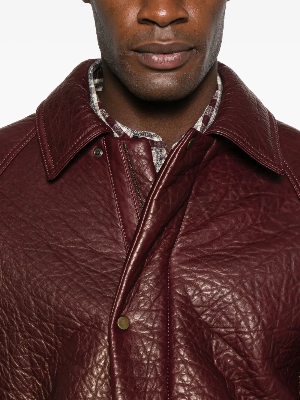 Salvatore Santoro Textured-finish Leather Jacket In Red
