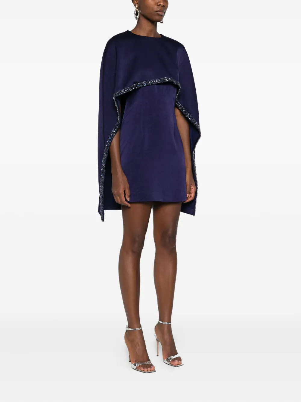 Roland Mouret Verfraaide jurk met cape Blauw