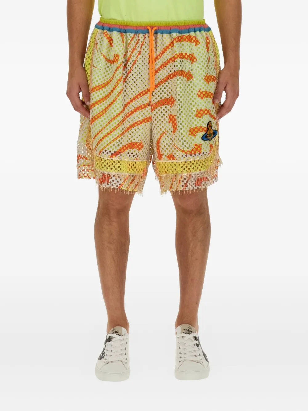 Vivienne Westwood Mesh shorts met franje Geel