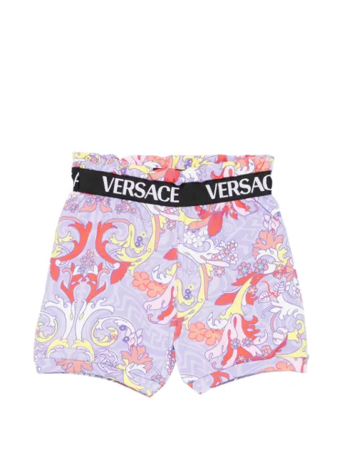 Versace Kids Barocco-print logo-waistband shorts