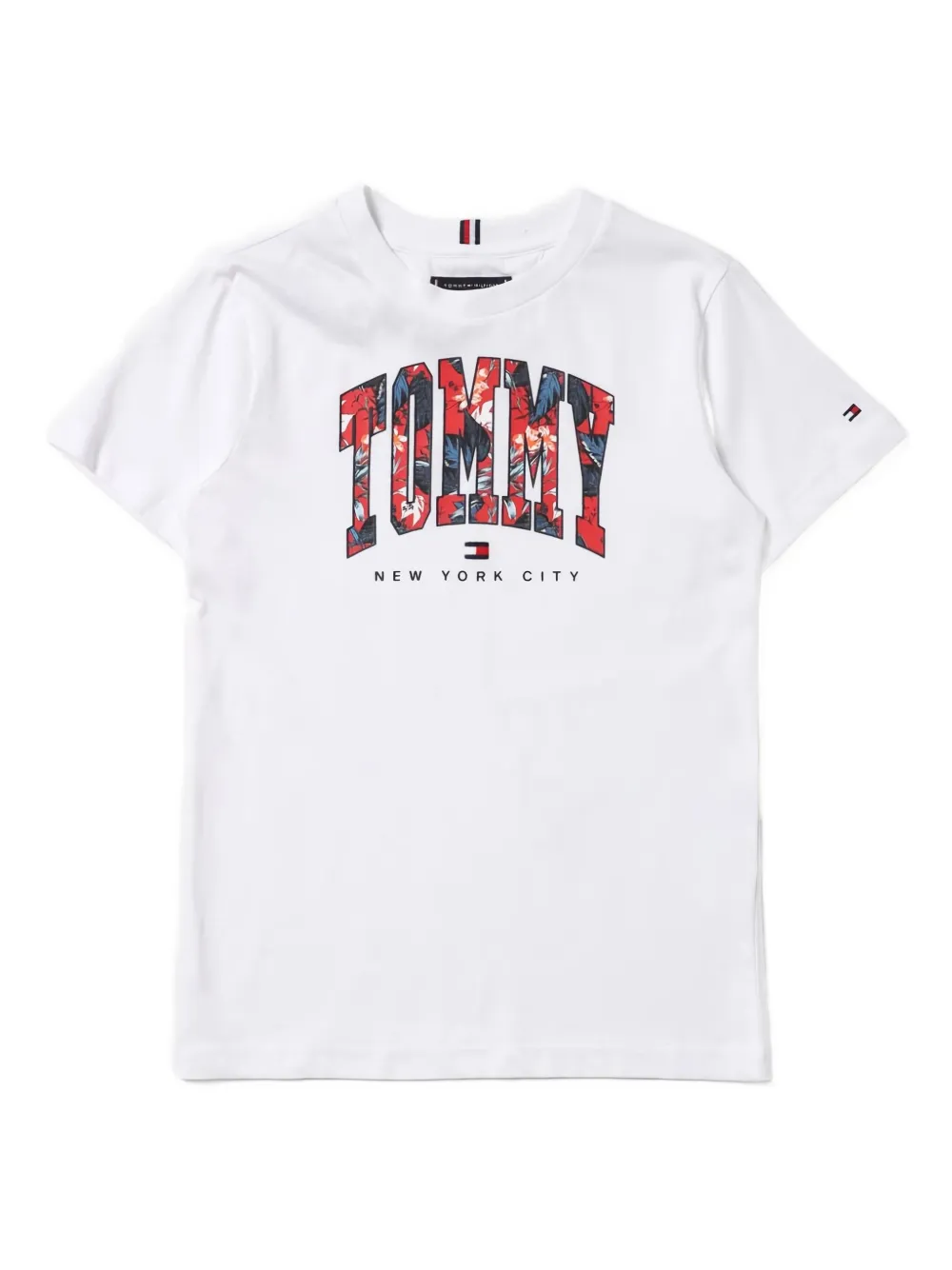 Tommy Hilfiger Junior T-shirt met logo en bloe print Wit