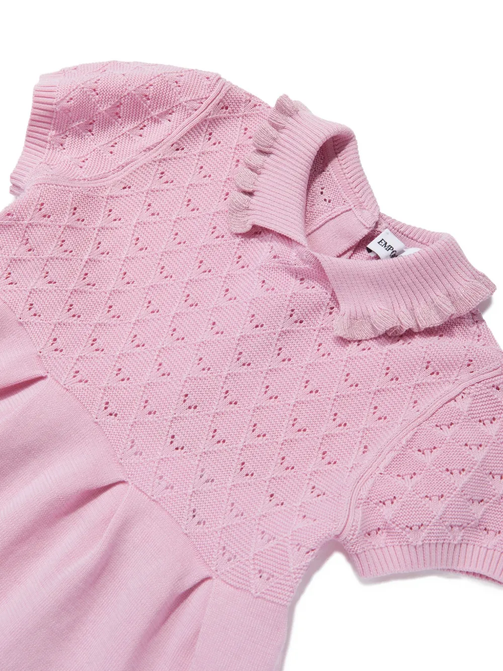 Emporio Armani Kids ruffled-collar knitted dress Roze