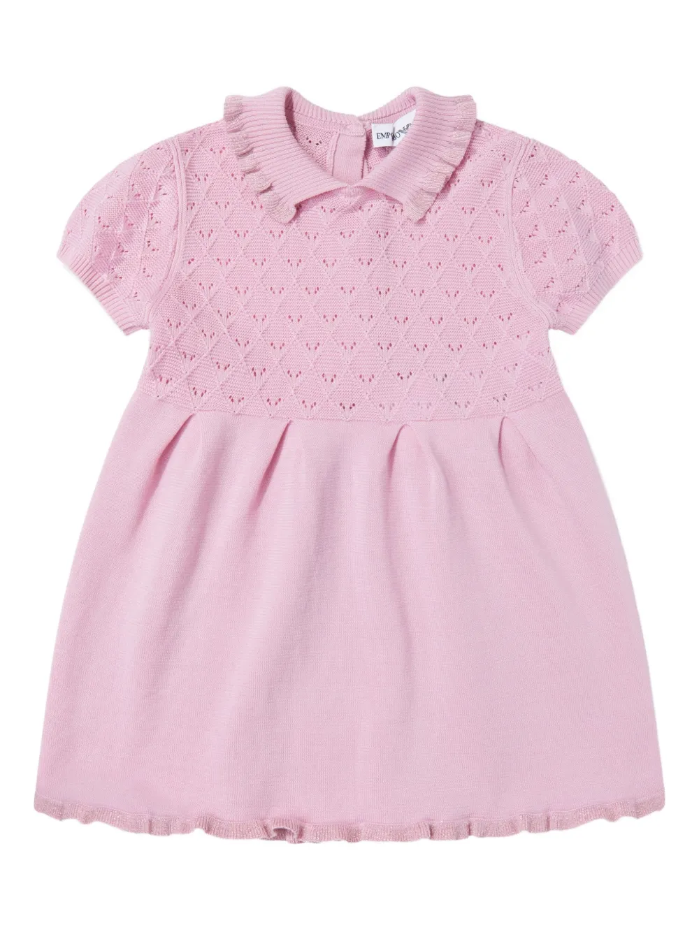 Emporio Armani Kids ruffled-collar knitted dress Roze