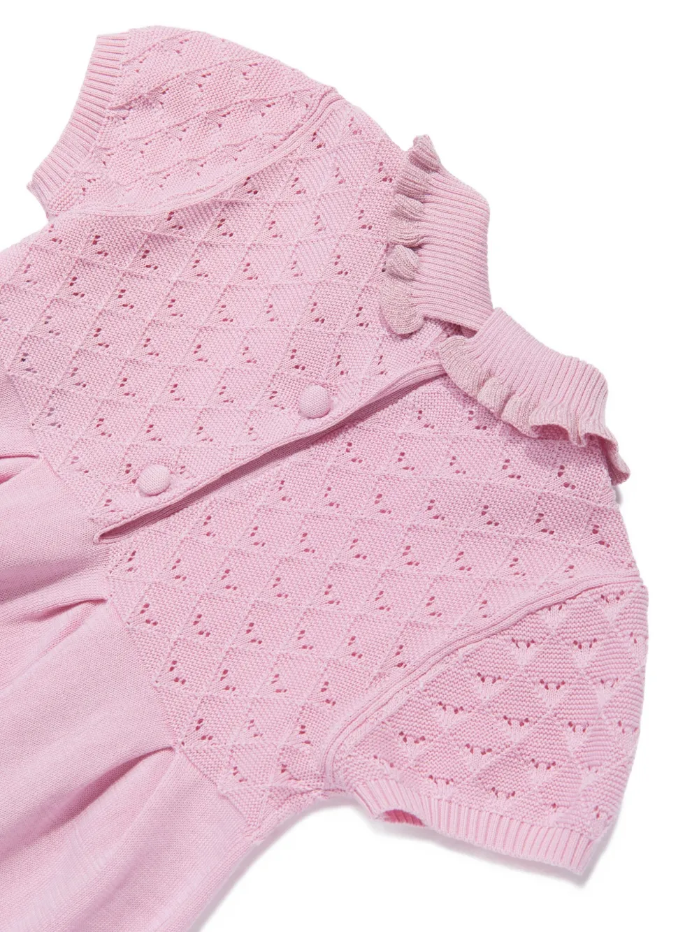 Emporio Armani Kids ruffled-collar knitted dress Roze
