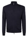 Emporio Armani grid-pattern zip-up cardigan - Blue