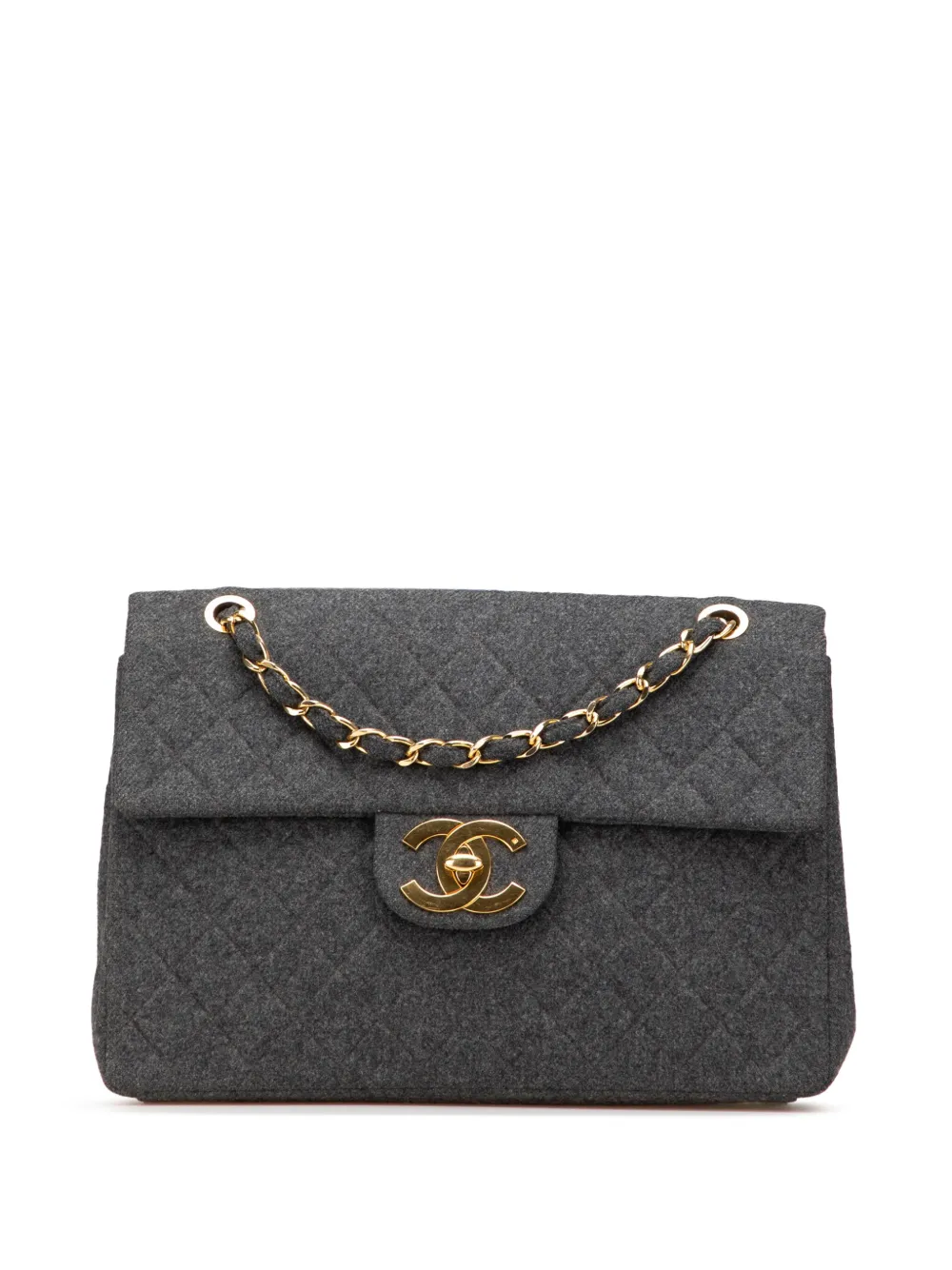 Pre-owned Chanel 1991-1994 Maxi Xl Classic Wool Single Flap Shoulder Bag