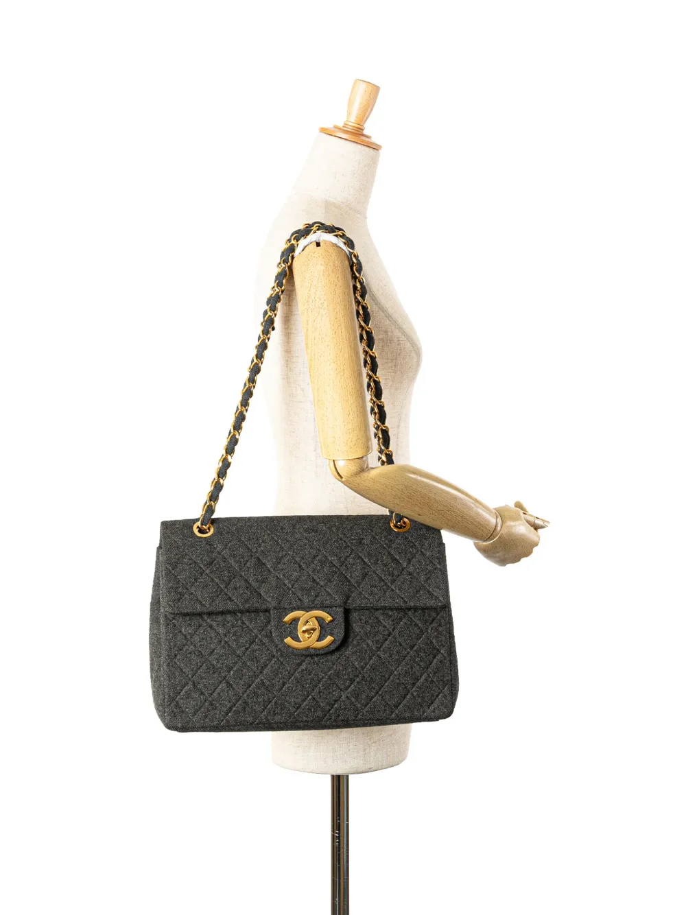 Pre-owned Chanel 1991-1994 Maxi Xl Classic Wool Single Flap Shoulder Bag
