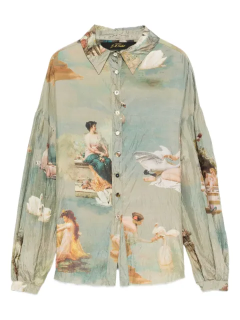 ARCHIVIO  J.M. Ribot top de seda con cisnes estampados