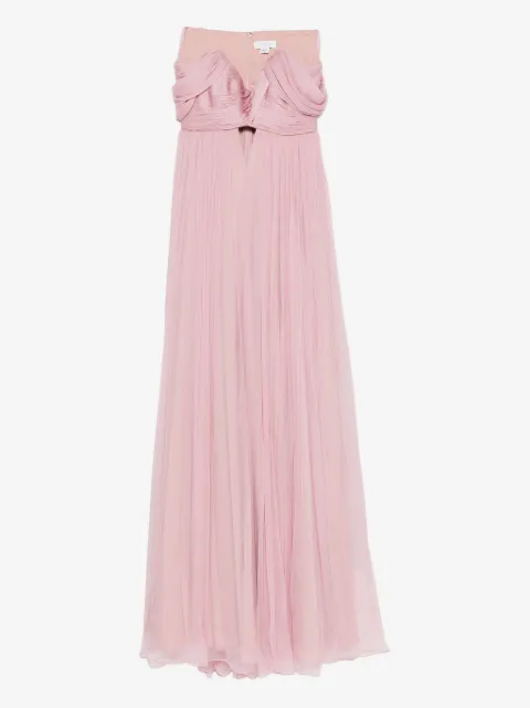 M.Marquise Sylvie pleated sweetheart-neckline dress