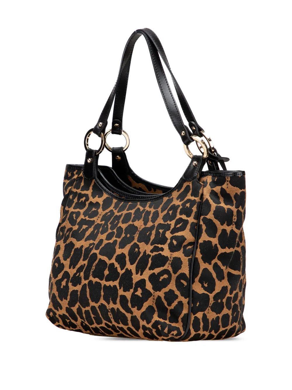 Pre-owned Fendi 2010-2025 Leopard Print Chef Canvas Handbag