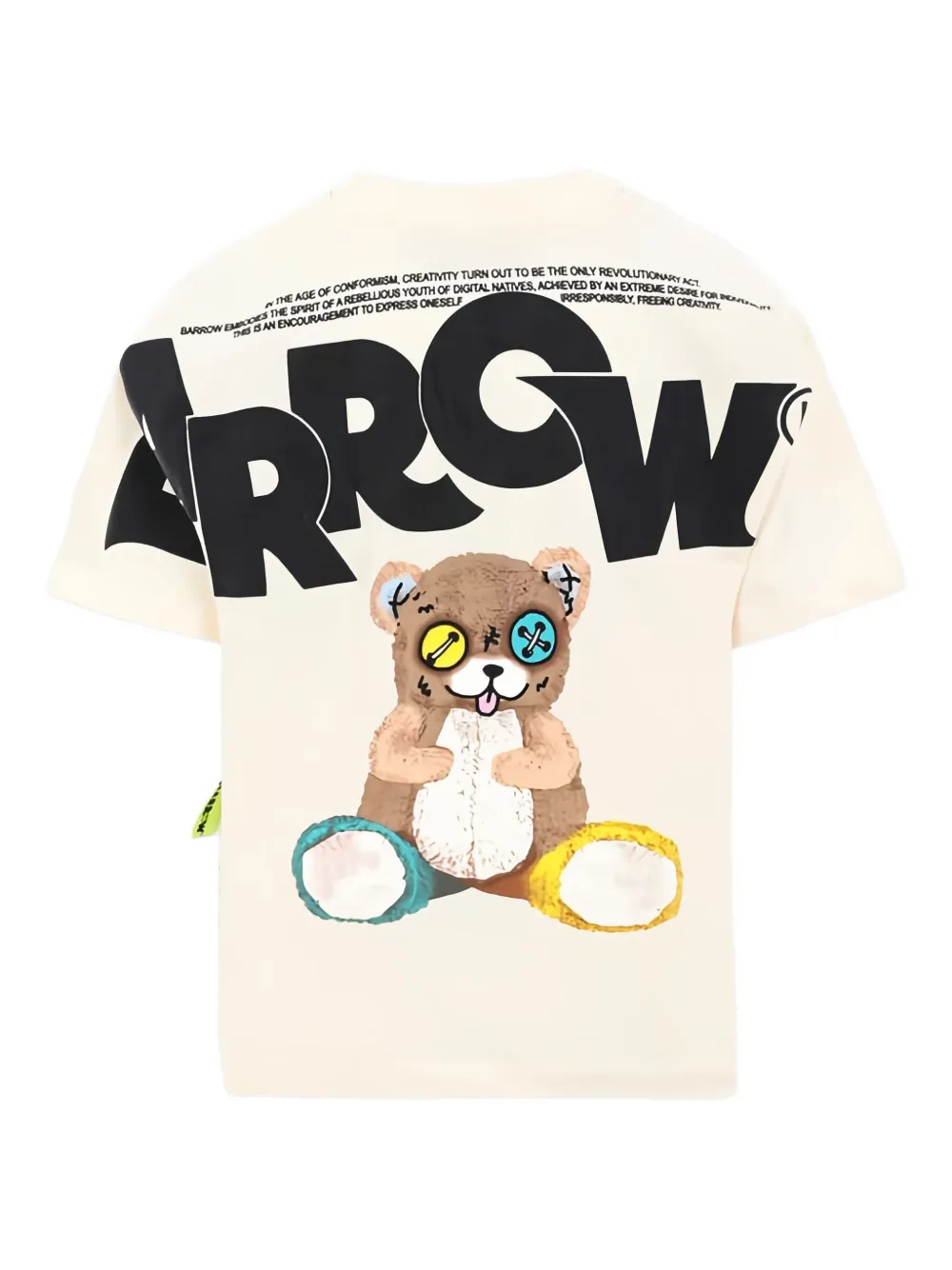 Barrow kids graphic-teddy bear cotton T-shirt Beige