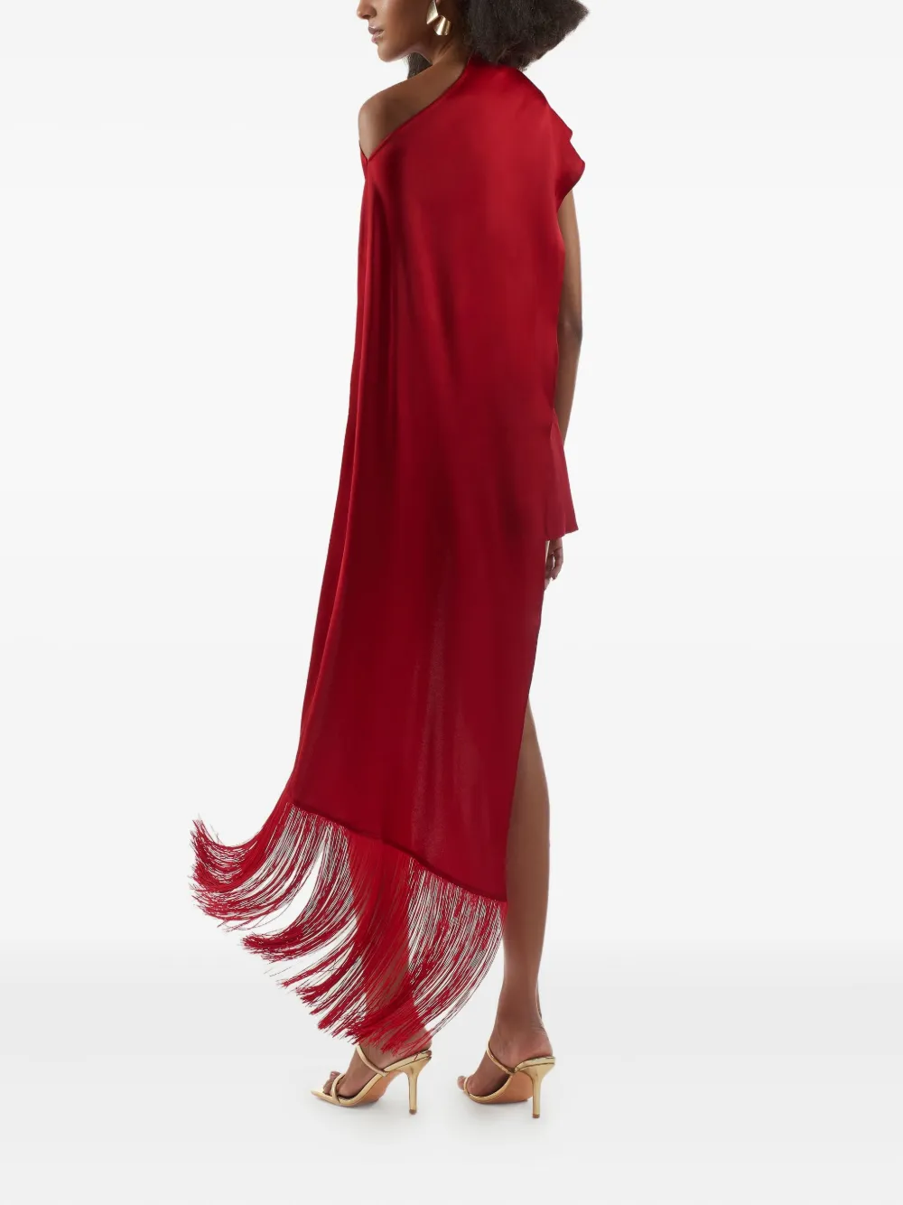 Taller Marmo Berenson asymmetrische mini-jurk met franje Rood