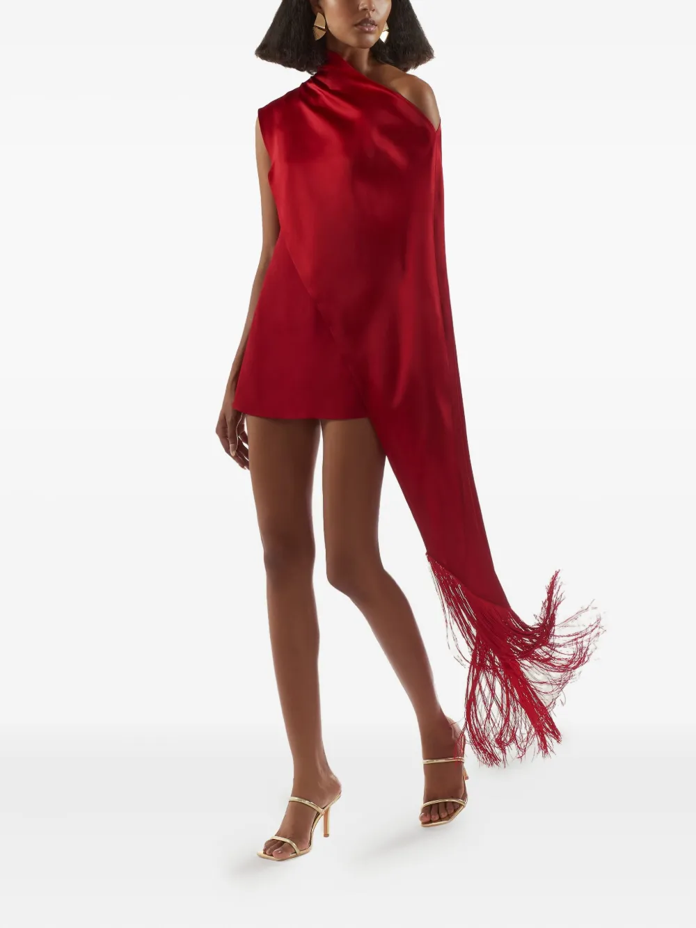 Taller Marmo Berenson asymmetrische mini-jurk met franje Rood