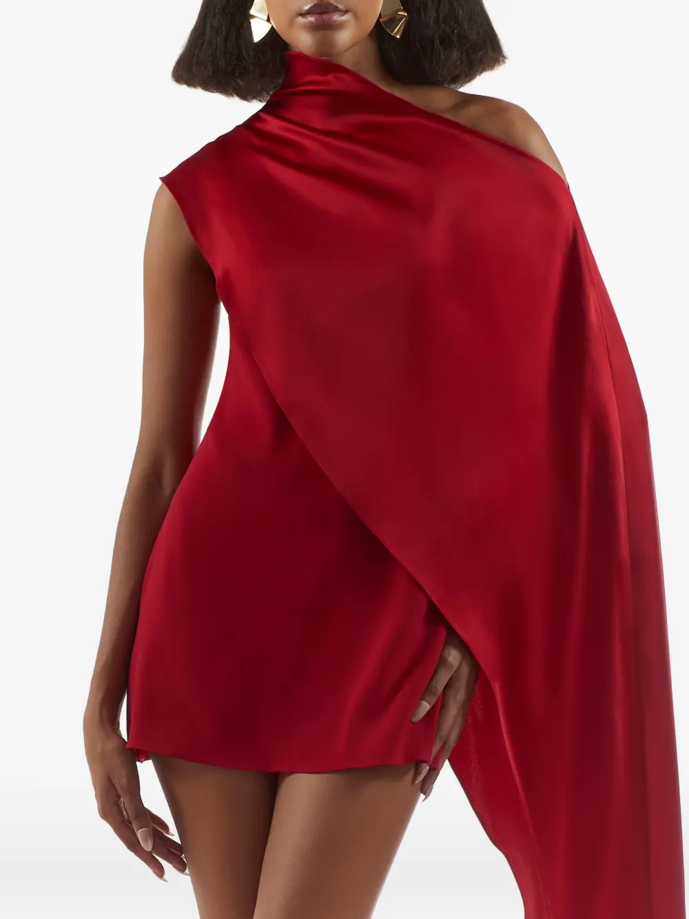 Taller Marmo Berenson asymmetrische mini-jurk met franje Rood