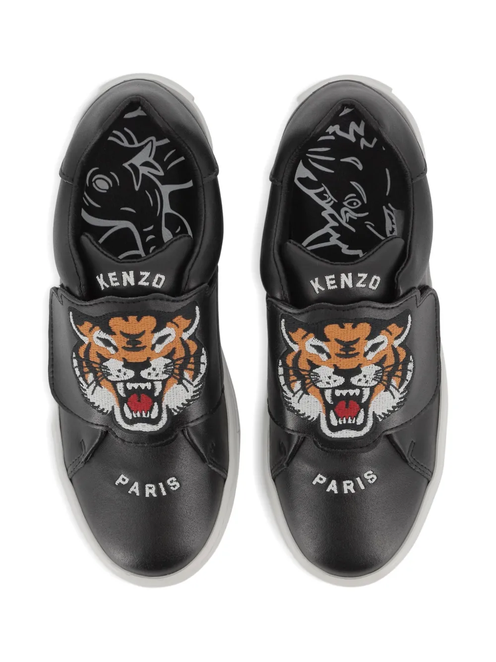 Kenzo Kids Sneakers met tijgerkop bandje Zwart