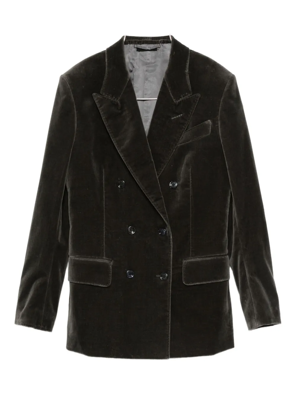 Tom Ford Double-breasted Velvet Jacket In Gray