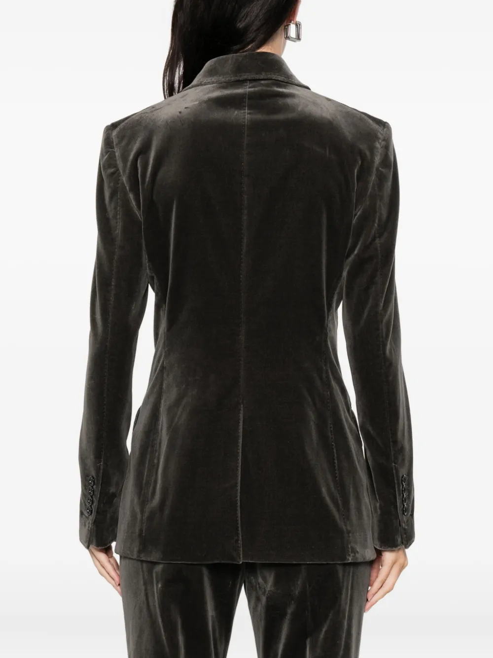 Tom Ford Double-breasted Velvet Jacket In Gray
