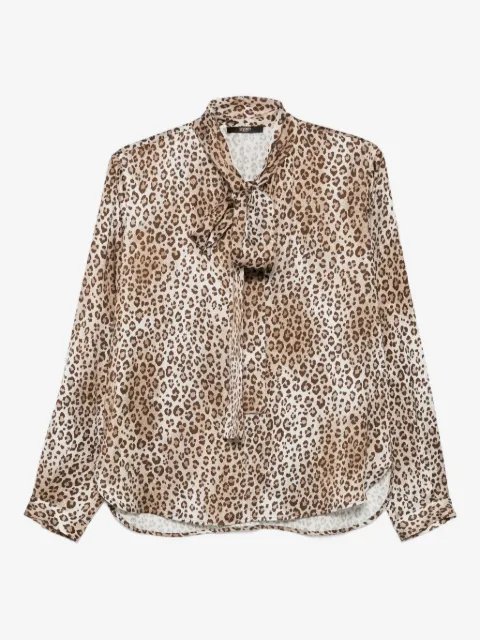 Seventy leopard-print tie-neck blouse