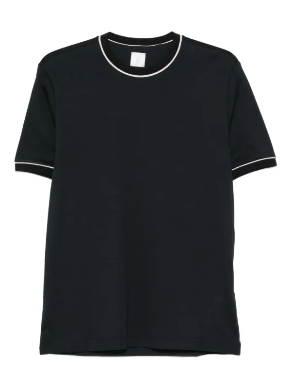 Eleventy Piped-trim Cotton T-shirt in Black