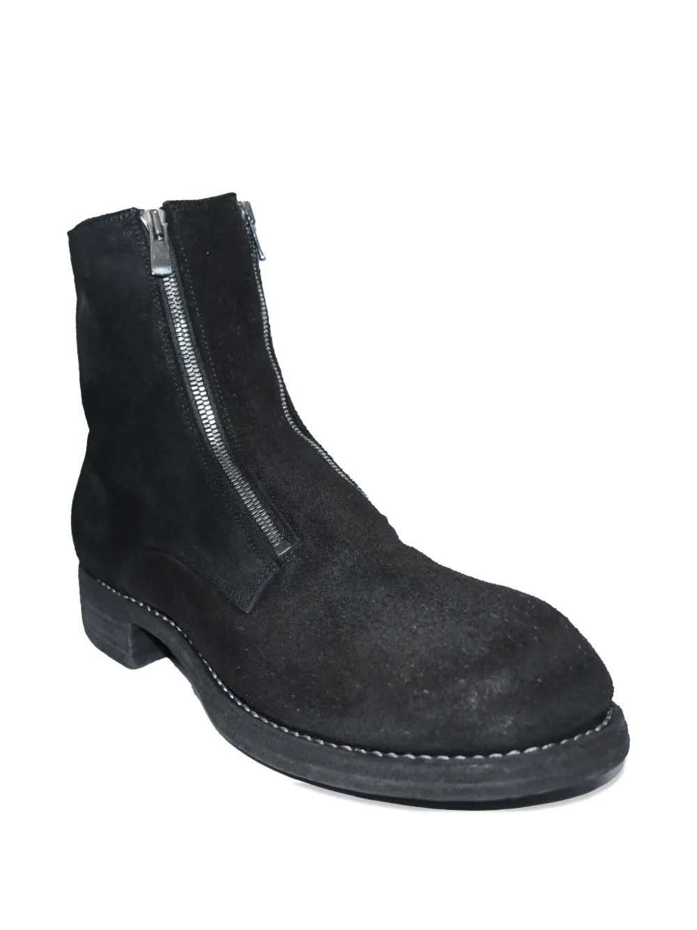 Guidi zip-front suede boots Black