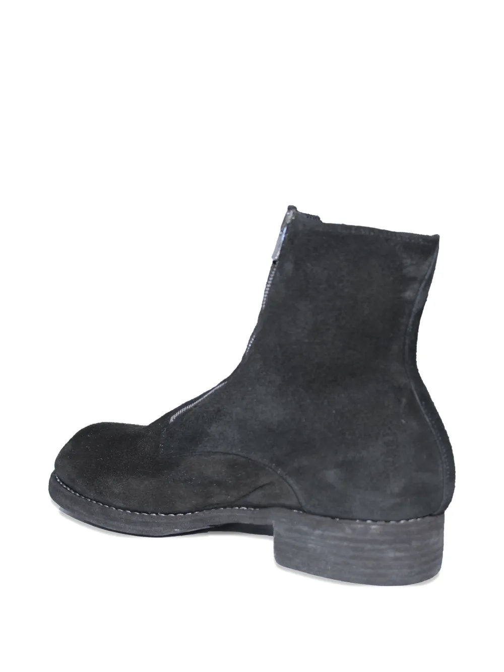 Guidi zip-front suede boots Black