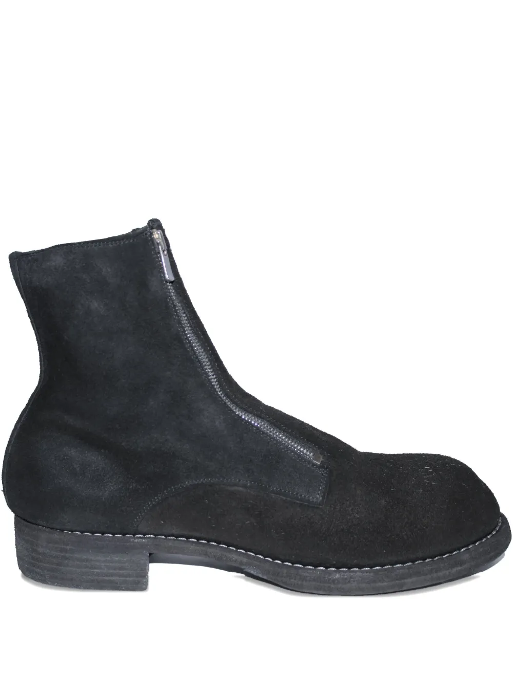 Guidi zip-front suede boots Black