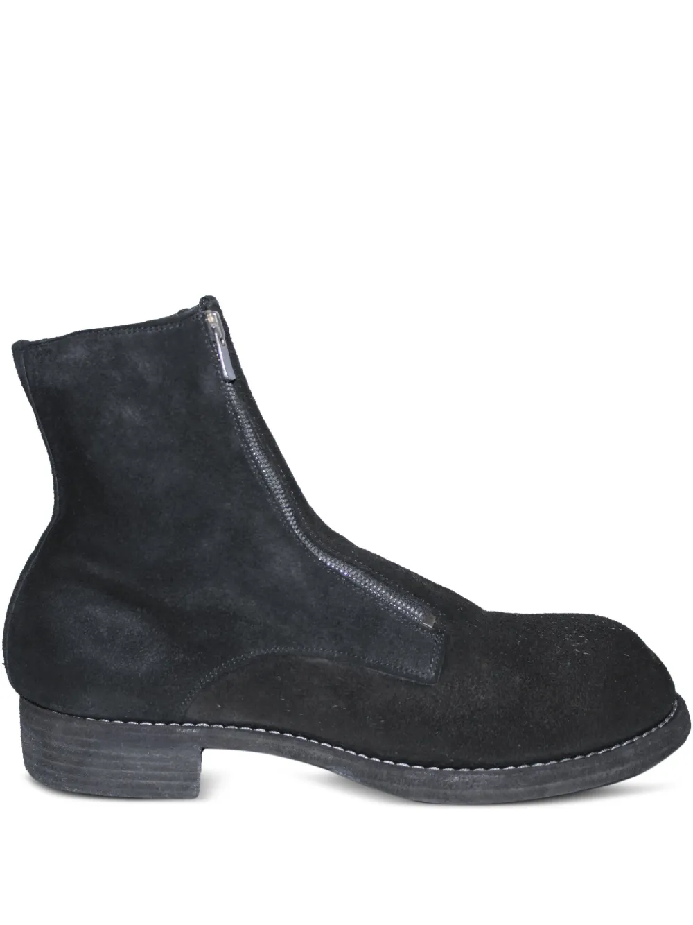 Guidi zip-front suede boots Black